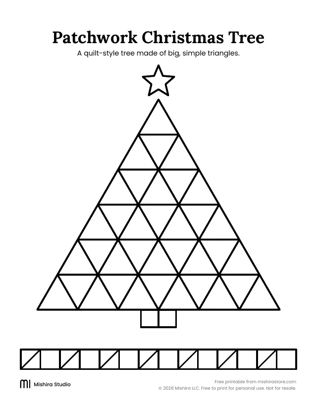 Patchwork Christmas tree page